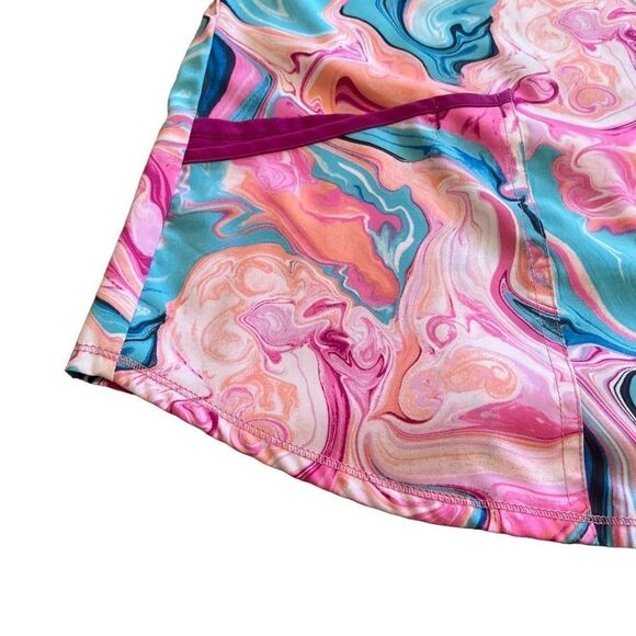 Scrubstar Pink Marble Print Scrub Top. Two Front Pockets with Pen Pocket. Sz Med - Picture 2 of 8